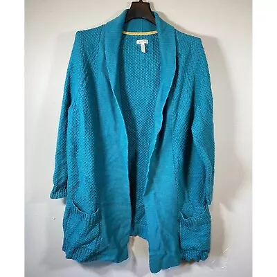 Matilda Jane Cool Fountains Long Cardigan Sweater Teal Blue Green Womens Small • $19.99