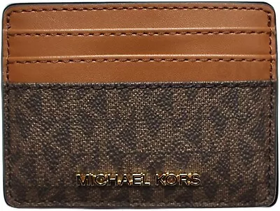 Michael Kors Large Card Holder Wallet Leather Brown • $29.95