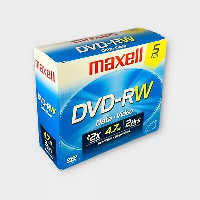 Maxell DVD-RW 4.7 GB 120 Min Up To Max 2x Data Video Music 5 Pack • $13.99