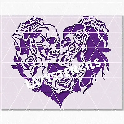 Skull Lovers Stencil  -  Day Of The Dead La Muerta Calavera Sugar Skull Death • $9.99