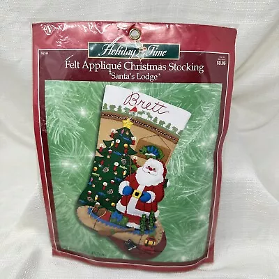 Holiday Time Felt Appliqué  CHRISTMAS STOCKING KIT SANTA'S LODGE 84344 Vintage • $23