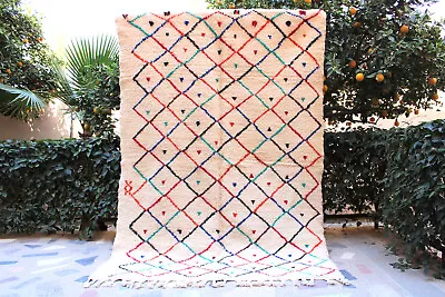 White Moroccan Beni Ourain Berber Rugs Hand Knotted Wool Rug Handmade Wool Rug • $390