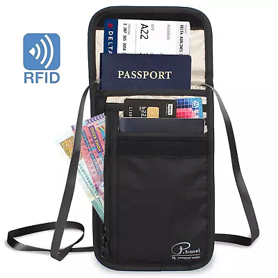 $33.99 • Buy Waterproof RFID Blocking Neck Wallet Pouch Purse Cards Money Passport Holder