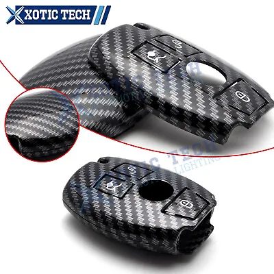 Carbon Fiber Look Key Fob Cover For Mercedes C E S M CLA CLS CLK GLK GLA GLC GLE • $18.89