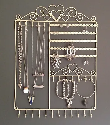£14.99 • Buy Large Wall Jewellery Tree Display Hanger Holder Cream Metal Necklace Earrings