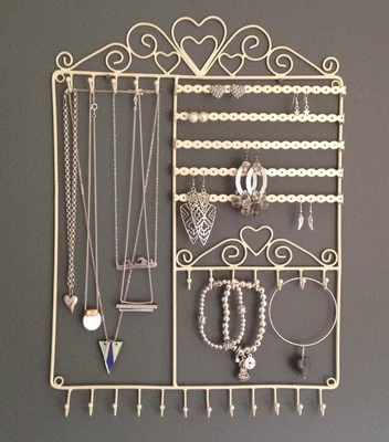 £14.99 • Buy Large Wall Jewellery Tree Display Hanger Holder Cream Metal Necklace Earrings