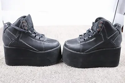 Goth Rave Platform Boot Shoe YRU Sneakers Size 10 All Black Chunky • £85.31