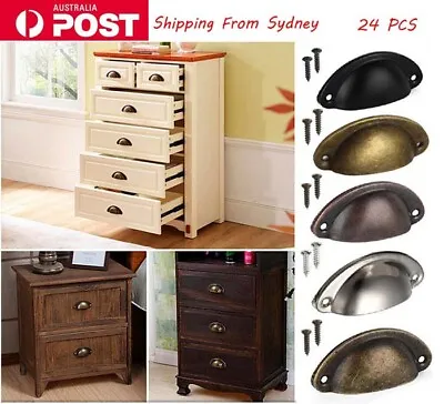 $15.68 • Buy 24PCS Cup Handles Shell Pull Kitchen Cupboard Cabinet Door Furniture Drawer AU