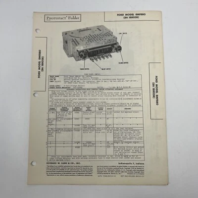 $13.76 • Buy Vintage 1946 SAMS PHOTOFACT Manual Schematics Ford 8MF880 Vacuum Tube Car Radio
