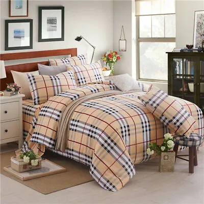 $35 • Buy All Size Bed Quilt Duvet Doona Cover Set 100% Cotton Bedding Pillowcase Check