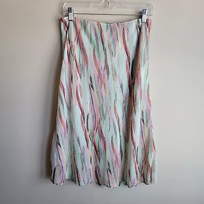 New York & Company Womens Skirt Size Medium Pastel Stripes Pull On Lined Flowy • $13.99