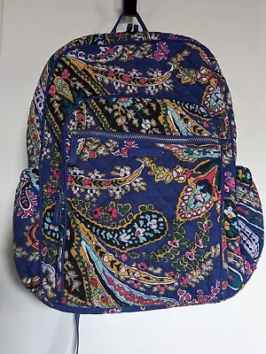 GORGEOUS EUC Vera Bradley Large Iconic Campus Backpack Petite Paisley Blue Print • $55