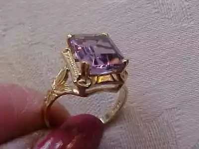 3Ct Emerald Cut Lab Created Amethyst Diamond Women's Ring 14K Yellow Gold Finish • $94.49