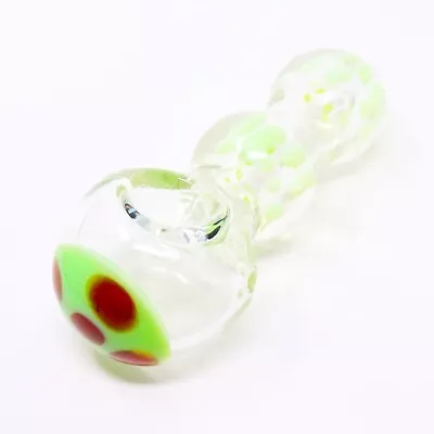 4.5  Milky Green Spore Thick Glass Tobacco Smoking Herb Hand Pipe MB-0001 • $16.45