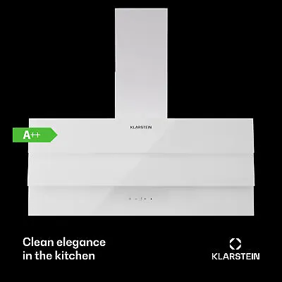 Cooker Hood 90 Cm Angled Extractor Fan Chimney Hood Kitchen Glass Touch White  • £188.32