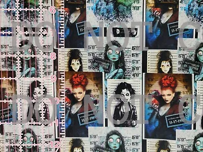 100% Cotton Woven Fabric Women Of Horror Mugshots Horror Movie 1/4 Yd 9x56 • $5.49