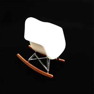 Miniature Of Charles 1950's Mcm Rocking Chair Modern Decoration Mini Chair White • $24.99