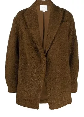 $595 NWT Vince Womens  Large Chocolate Textured Faux Fur Oversized Blazer Jacket • $149