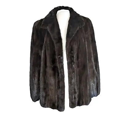 Gorgeous Vintage Genuine Brown Mink Fur Coat Jacket - Size Large 46  Chest • $250