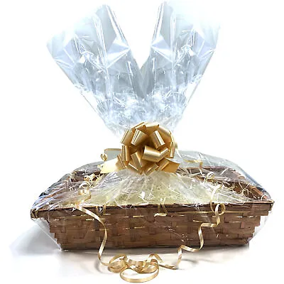 2qty DIY Make Your Own Hamper Wicker Gift Basket Box Kit Shred+Cellophane+Bow  • £15.99