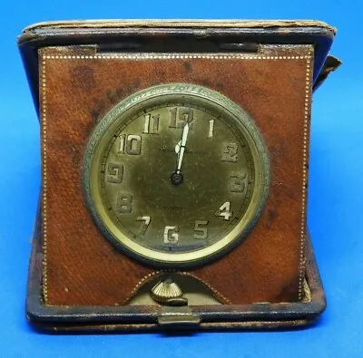 J.E. Caldwell & Co. 8 Day Travel Clock In Distressed Leather Case 63mm Watch • $306.48