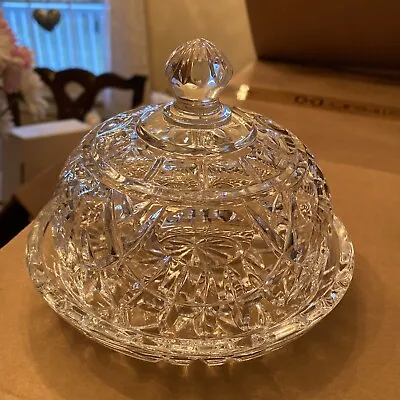 Beautiful Vintage Round Cut Glass Butter Dish With Domed Lid • $11.35