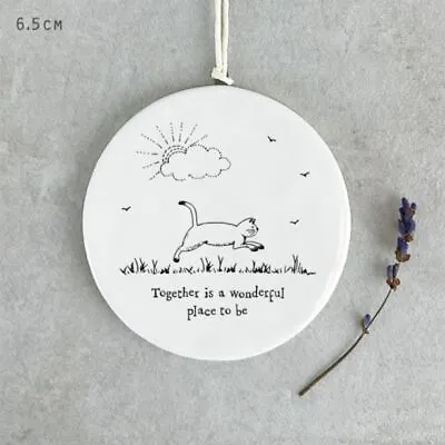 Porcelain Cat Lovers Hanger Gift | East Of India Home Decoration Keepsake • £6.95