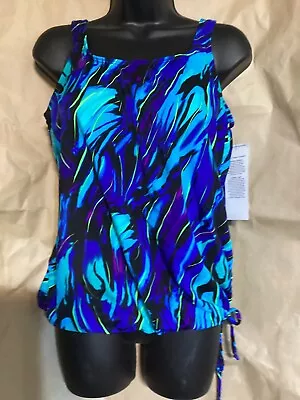 Jodee Post Mastectomy Swimwear #4004 Electric Swirl Blouson Top  Size 8 • $20