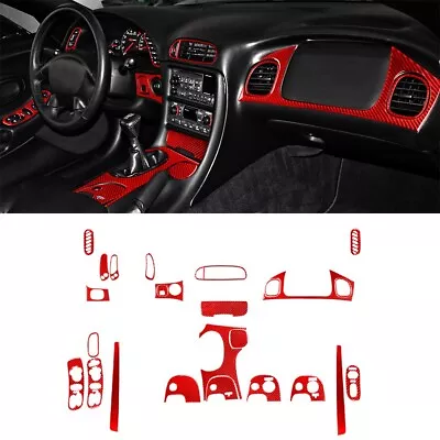 23Pcs Red Carbon Fiber Interior Dash Cover Trim Set For Corvette C5 1998-2004 • $71.99