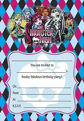 Packs Of 10/20/30/40 Monster High Invitations - Posters Cards Banners • £4.25