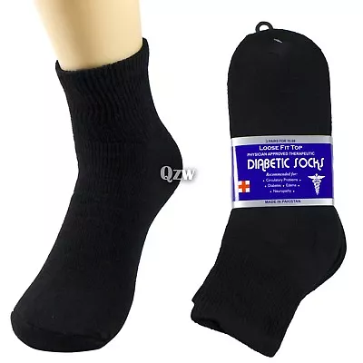 Lot 3-12 Pairs Mens Health Circulatory Diabetic Cotton Ankle Quarter Socks 9-15 • $11.99