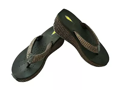 Volatile Island Platform Flip Flop Brown Raffia Sz 9 Shoes Womens • $28.99