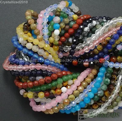 Natural Gemstones 6mm Faceted Round Loose Beads Strand 15'' ~ 16'' Pick Stone • $6.39