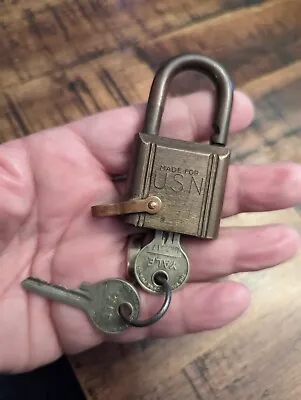 Vintage Brass Yale U.S. NAVY Lock W/2 Keys • $20
