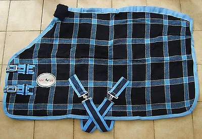 £22.99 • Buy MINI/ SHETLAND/ PONY BLUE CHECK WAFFLE RUG/ COOLER. 3'0  TO 4'6  By Top Horse Uk