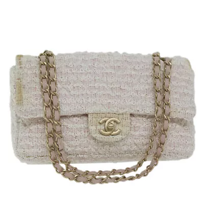 CHANEL Matelasse Chain Shoulder Bag Tweed Pink CC Auth 60753A • $3031.51