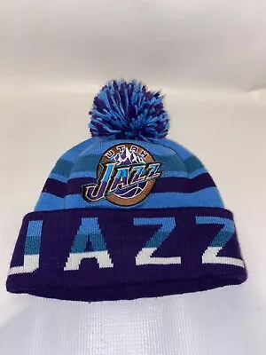 UTAH JAZZ Mitchell & Ness Cuffed Beanie Hat Pom Purple Blue • $23.99