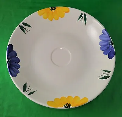 Maxam Italy La Primula Hand-Painted Daisy Floral Yellow Blue Serve Bowl 12.75” • $32.99