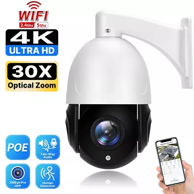 4MP/8MP WIFI POE PTZ IP Speed Dome Auto Tracking Camera 2-Way Audio Night Vision • £235.19