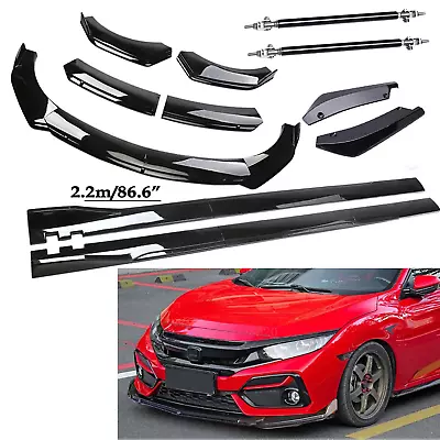 For Honda Civic Hatchback Front Bumper Spoiler Body Kit / Side Skirt/Strut Rods • $99.99
