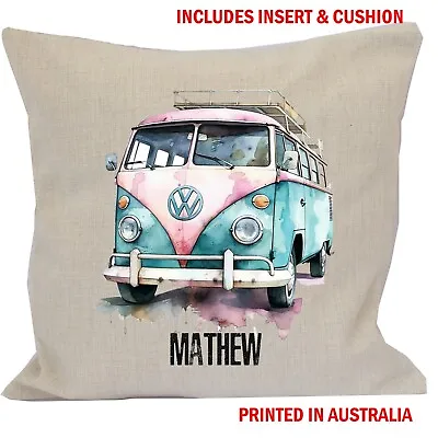 Personalised VW Kombi Cushion & Insert Pillow Birthday Gift Christmas Present • $29.95