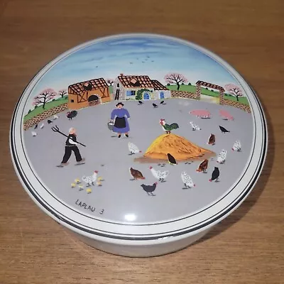 Villeroy & Boch Design Naif 6” Round Trinket Box - County Yard / Barn Yard • $14.95