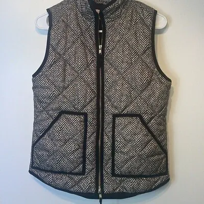 J.Crew Black And Beige  Herringbone Puffer Vest Size XS • $26