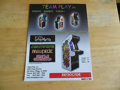 Team Play Retrocade Centipede Millipede Missle Command    Arcade Game  Flyer     • $4.89