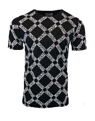 Versace Jeans Couture All Over Diamond Logo Print T-shirt Black & White Rare • £84.99