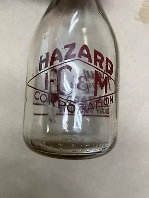 Vintage Hazard Dairy Quart Milk Bottle • $9.95