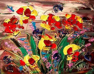 FLORAL ART ARTWORK Large Abstract Modern Original Oil Painting CTCIYTF • $99