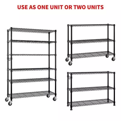 6-Tier Storage Shelf Shelving Unit Rolling Shelves Heavy Duty Metal Rack 82''H • $83.99