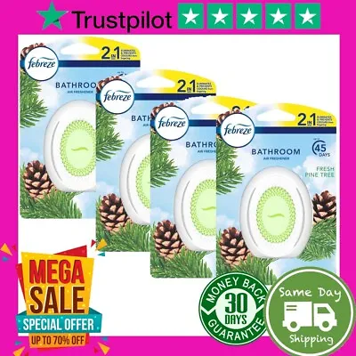 £12.95 • Buy 4 Febreze Bathroom 2 In 1 Fresh Pine Tree Air Freshener Small Spaces Home Office