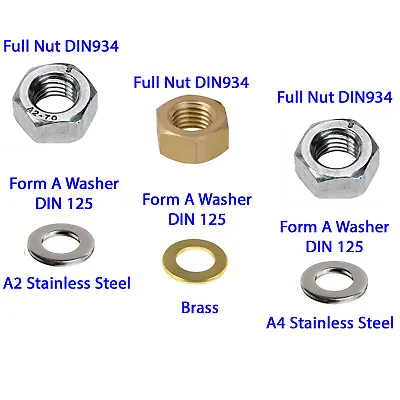 £2.95 • Buy Hex Nuts And Form A Washers Stainless Steel And Brass Finish Sizes M2 - M10
